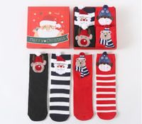 Women's Fashion Santa Claus Fox Polyester Blending Jacquard Crew Socks 1 Set sku image 4