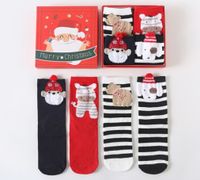 Women's Fashion Santa Claus Fox Polyester Blending Jacquard Crew Socks 1 Set sku image 1