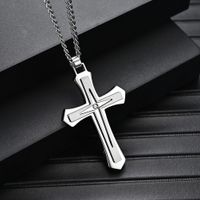 Fashion Cross Stainless Steel Plating Zircon Pendant Necklace 1 Piece main image 3