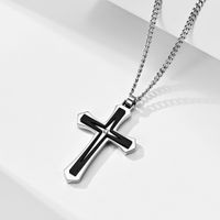Fashion Cross Stainless Steel Plating Zircon Pendant Necklace 1 Piece main image 4
