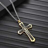 Fashion Cross Stainless Steel Plating Zircon Pendant Necklace 1 Piece main image 2