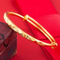 Chinoiserie Geometric Copper Gold Plated Bangle main image 4