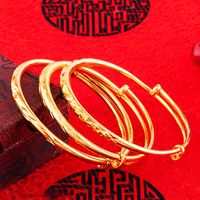 Chinoiserie Geometric Copper Gold Plated Bangle main image 6