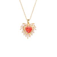 Fashion Heart Shape Copper Plating Zircon Pendant Necklace main image 4