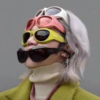 Moda Bloque De Color Ordenador Personal Marco Ovalado Labor De Retazos Fotograma Completo Gafas De Sol Mujer main image 5