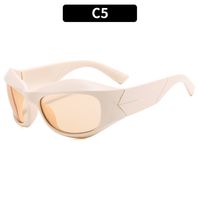 Moda Bloque De Color Ordenador Personal Marco Ovalado Labor De Retazos Fotograma Completo Gafas De Sol Mujer sku image 5
