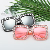 Vintage Style Fashion Color Block Ac Square Diamond Full Frame Women's Sunglasses main image 6