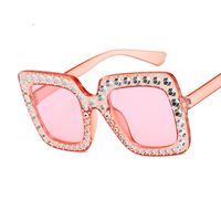 Vintage Style Fashion Color Block Ac Square Diamond Full Frame Women's Sunglasses main image 3