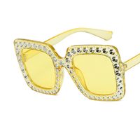 Vintage Style Fashion Color Block Ac Square Diamond Full Frame Women's Sunglasses sku image 4