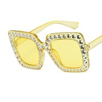 Vintage Style Fashion Color Block Ac Square Diamond Full Frame Women's Sunglasses main image 2