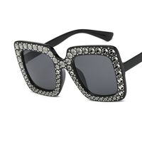 Vintage Style Fashion Color Block Ac Square Diamond Full Frame Women's Sunglasses sku image 1