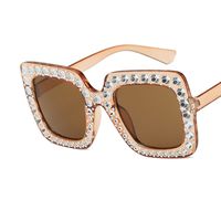 Vintage Style Fashion Color Block Ac Square Diamond Full Frame Women's Sunglasses sku image 6