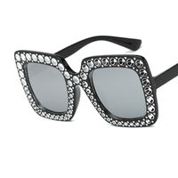Vintage Style Fashion Color Block Ac Square Diamond Full Frame Women's Sunglasses sku image 2
