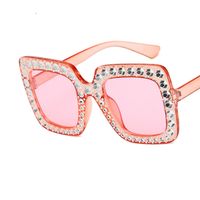 Vintage Style Fashion Color Block Ac Square Diamond Full Frame Women's Sunglasses sku image 5