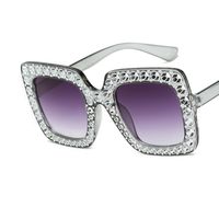 Vintage Style Fashion Color Block Ac Square Diamond Full Frame Women's Sunglasses sku image 9
