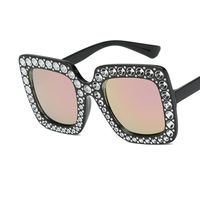 Vintage Style Fashion Color Block Ac Square Diamond Full Frame Women's Sunglasses sku image 3