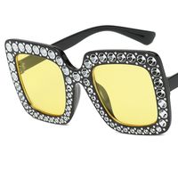Vintage Style Fashion Color Block Ac Square Diamond Full Frame Women's Sunglasses sku image 8