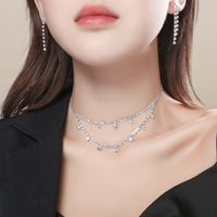 Großhandel Koreanische Kupferkristall Halskette Ohrring Zweiteiliges Set Nihaojewelry sku image 22