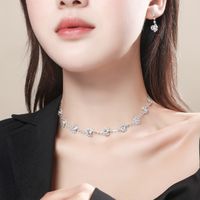 Großhandel Koreanische Kupferkristall Halskette Ohrring Zweiteiliges Set Nihaojewelry sku image 37