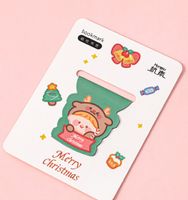 Cute Cartoon Christmas Pattern Magnetic Bookmark Double-sided Paper Book Clip sku image 2