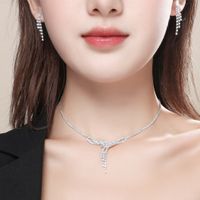 Wholesale Korean Copper Crystal Necklace Earring Two-piece Set Nihaojewelry sku image 38