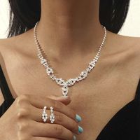 Wholesale Korean Copper Crystal Necklace Earring Two-piece Set Nihaojewelry sku image 39