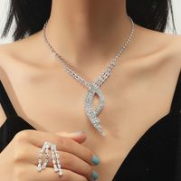 Großhandel Koreanische Kupferkristall Halskette Ohrring Zweiteiliges Set Nihaojewelry sku image 18