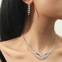 Großhandel Koreanische Kupferkristall Halskette Ohrring Zweiteiliges Set Nihaojewelry sku image 25