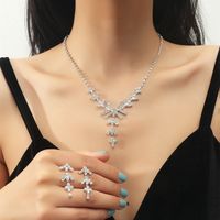 Großhandel Koreanische Kupferkristall Halskette Ohrring Zweiteiliges Set Nihaojewelry sku image 31