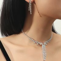 Großhandel Koreanische Kupferkristall Halskette Ohrring Zweiteiliges Set Nihaojewelry sku image 19