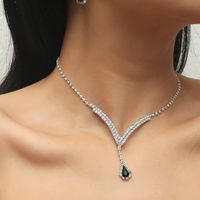 Großhandel Koreanische Kupferkristall Halskette Ohrring Zweiteiliges Set Nihaojewelry sku image 29