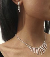 Großhandel Koreanische Kupferkristall Halskette Ohrring Zweiteiliges Set Nihaojewelry sku image 32
