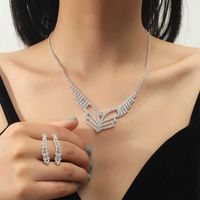 Wholesale Korean Copper Crystal Necklace Earring Two-piece Set Nihaojewelry sku image 21