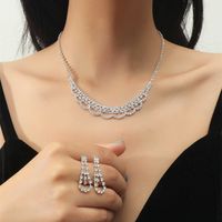 Wholesale Korean Copper Crystal Necklace Earring Two-piece Set Nihaojewelry sku image 35