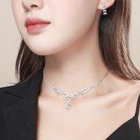 Wholesale Korean Copper Crystal Necklace Earring Two-piece Set Nihaojewelry main image 5