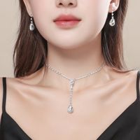 Wholesale Korean Copper Crystal Necklace Earring Two-piece Set Nihaojewelry sku image 30