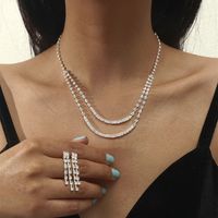 Großhandel Koreanische Kupferkristall Halskette Ohrring Zweiteiliges Set Nihaojewelry sku image 1