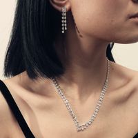 Großhandel Koreanische Kupferkristall Halskette Ohrring Zweiteiliges Set Nihaojewelry sku image 6