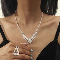 Großhandel Koreanische Kupferkristall Halskette Ohrring Zweiteiliges Set Nihaojewelry sku image 5
