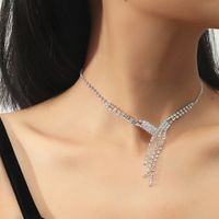 Großhandel Koreanische Kupferkristall Halskette Ohrring Zweiteiliges Set Nihaojewelry sku image 2
