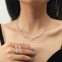 Großhandel Koreanische Kupferkristall Halskette Ohrring Zweiteiliges Set Nihaojewelry sku image 3