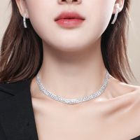 Großhandel Koreanische Kupferkristall Halskette Ohrring Zweiteiliges Set Nihaojewelry sku image 9