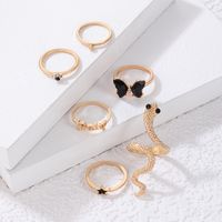 Fashion Snake Butterfly Alloy Inlay Artificial Gemstones Women's Rings 7 Pieces main image 4
