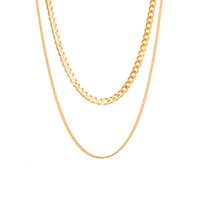 Hip-hop Star Moon Solid Color Stainless Steel Hollow Out 16k Gold Plated Layered Necklaces main image 4