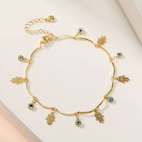 Simple Style Palm Eye Gold Plated Brass Inlay Zircon Women's Anklet 1 Piece main image 1