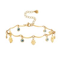Simple Style Palm Eye Gold Plated Brass Inlay Zircon Women's Anklet 1 Piece sku image 1