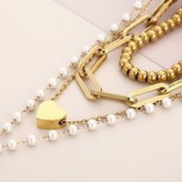 Luxurious Heart Shape Stainless Steel Plating Layered Necklaces main image 10