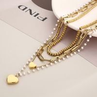 Luxurious Heart Shape Stainless Steel Plating Layered Necklaces main image 8