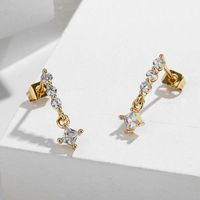 Fashion Round Square Brass Gold Plated Zircon Drop Earrings 1 Pair main image 4