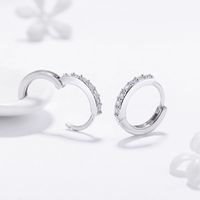 Simple Style Round Silver Plating Inlay Zircon Earrings 1 Pair main image 4